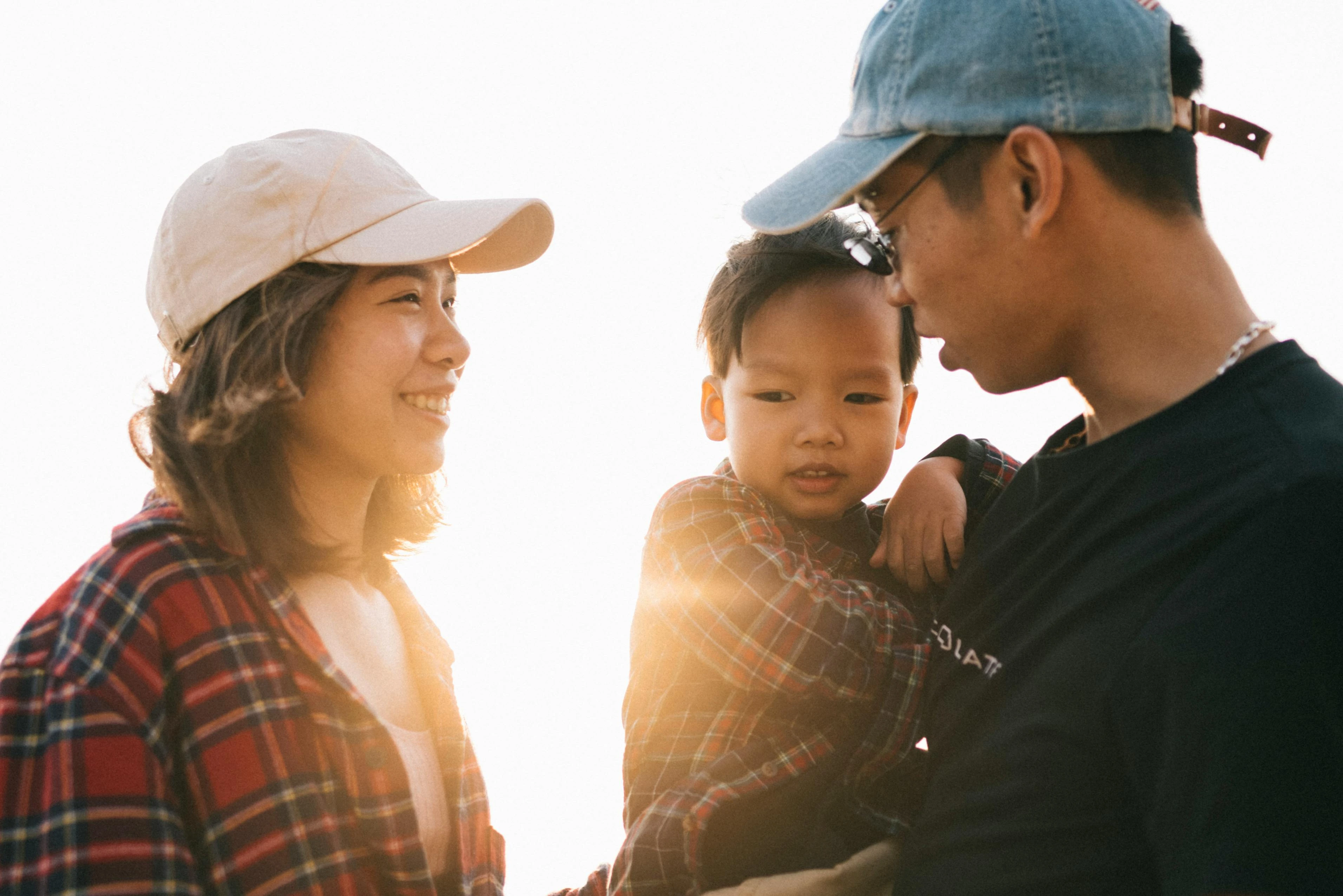 A family enjoying a quiet moment together outdoors