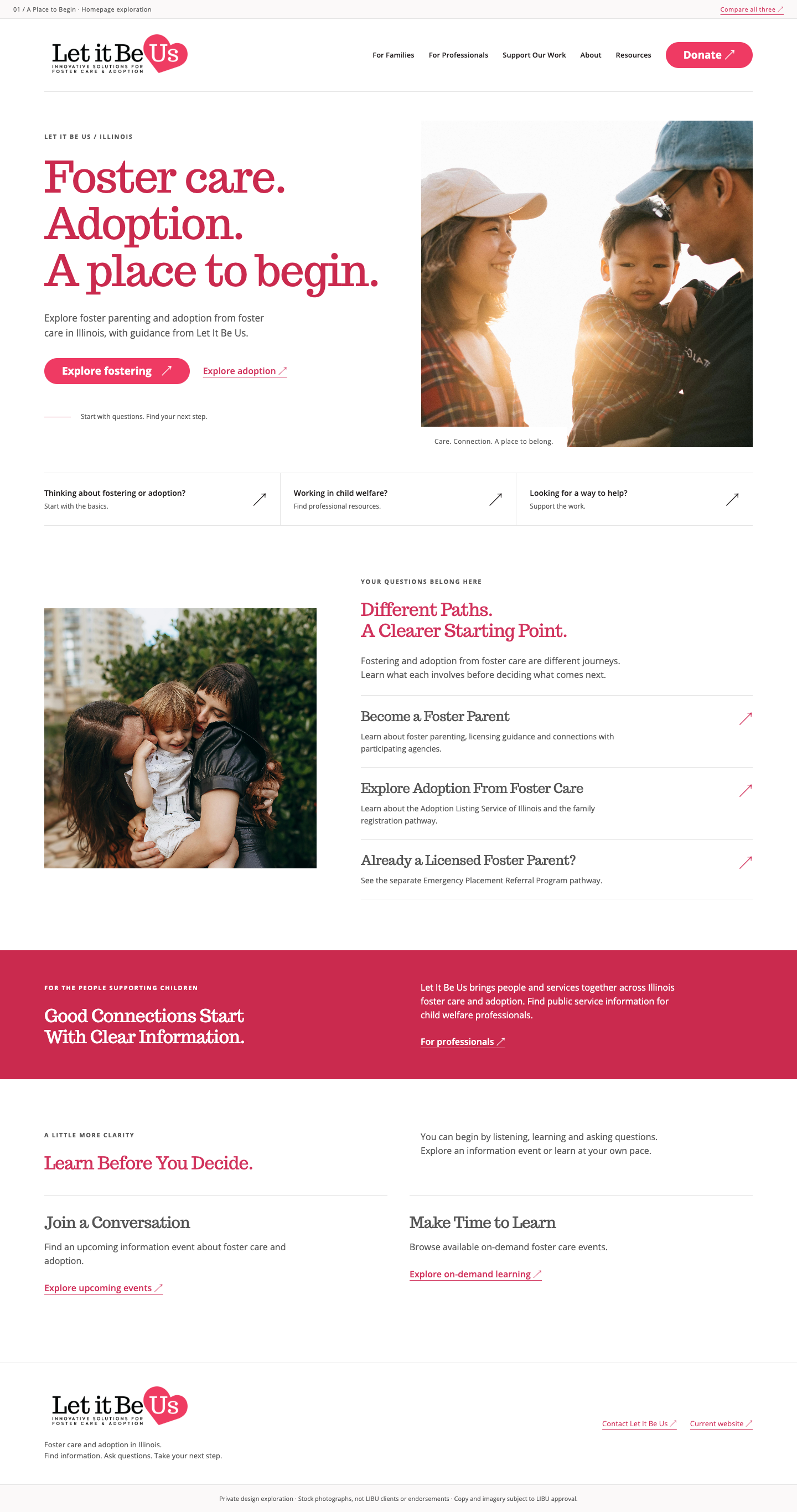 A Place to Begin: homepage desktop preview