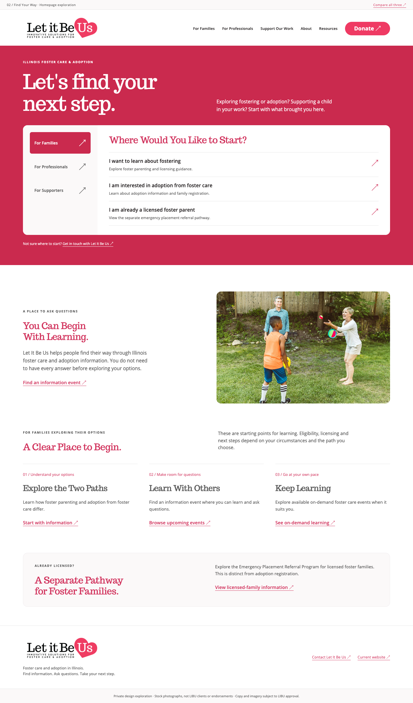 Find Your Way: homepage desktop preview